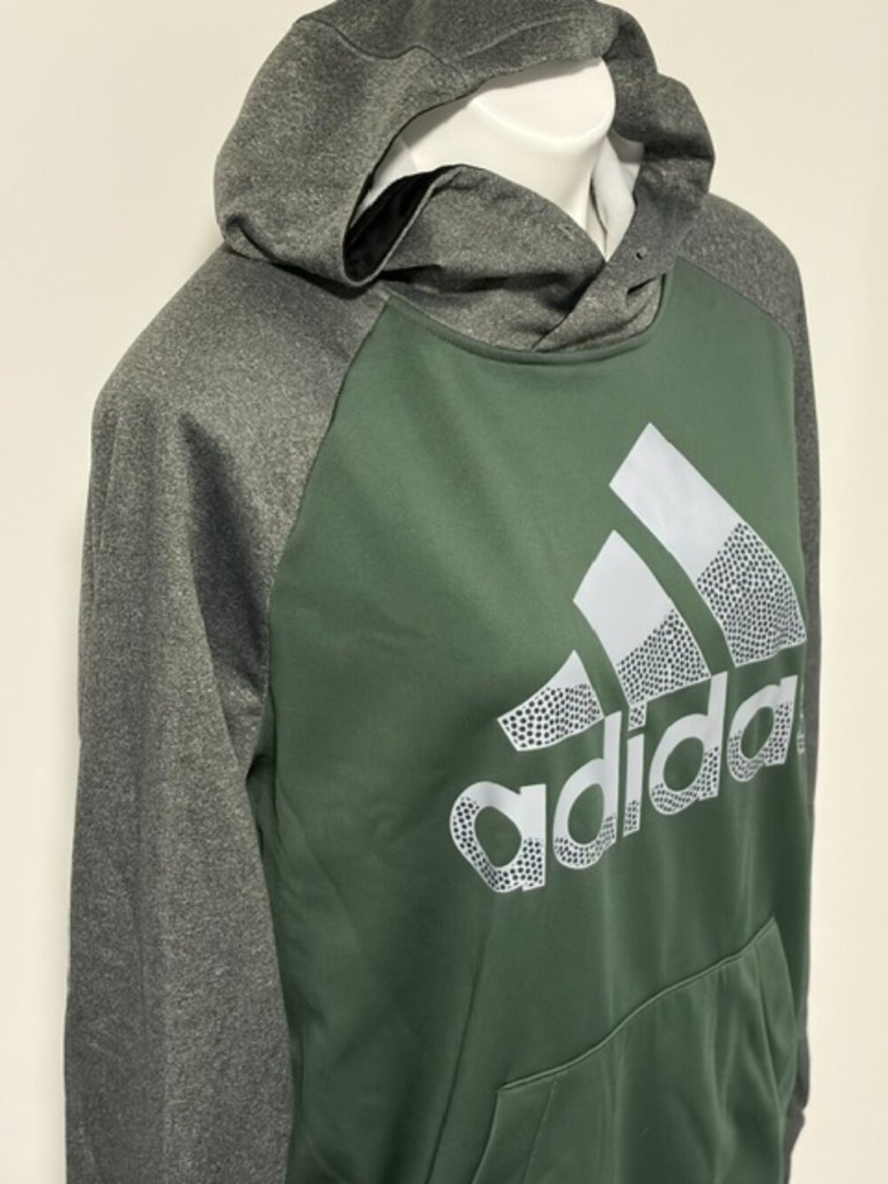 MEN'S ADIDAS TRAINING HOODIE SWEATSHIRT GREEN GRAY LARGE